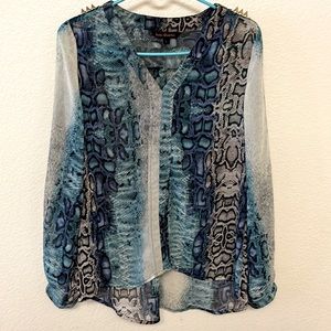 Latin Quarters Woman’s (L) - Sheer Blouse in Snake Skin Print - Classy